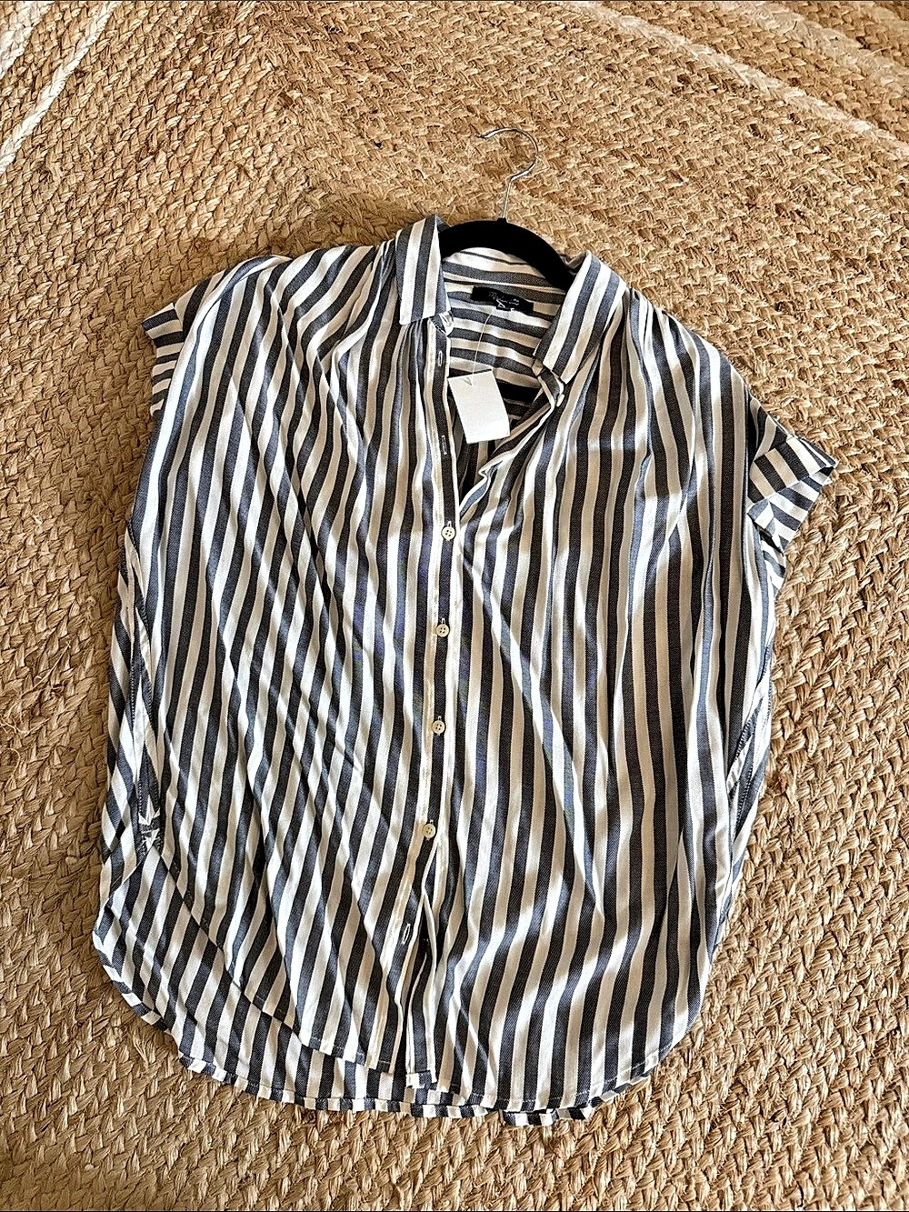 Madewell Striped Button Down Blouse in navy & White NWT